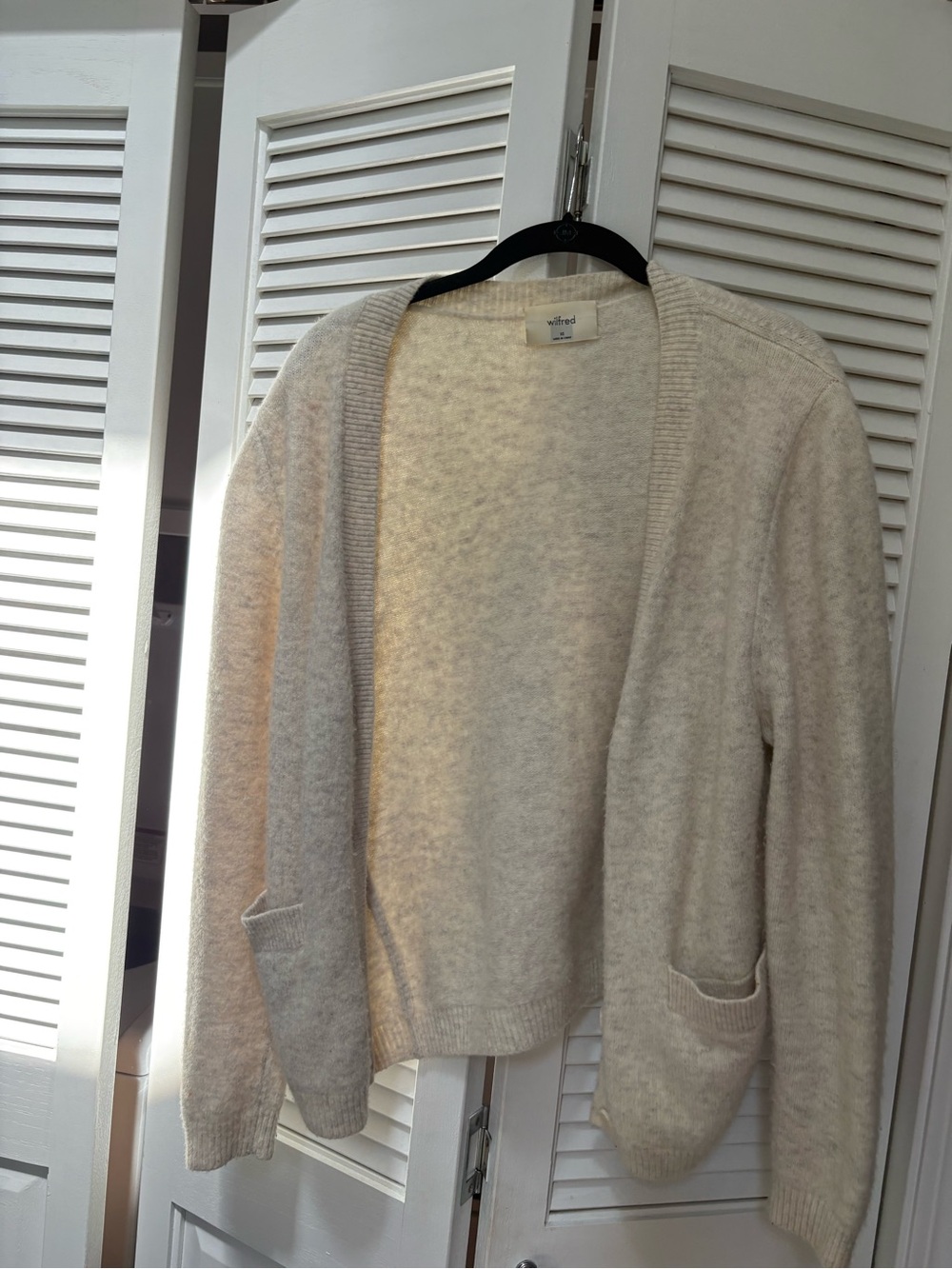 Wilfred Cream Open-Front Cardigan with Patch Pockets